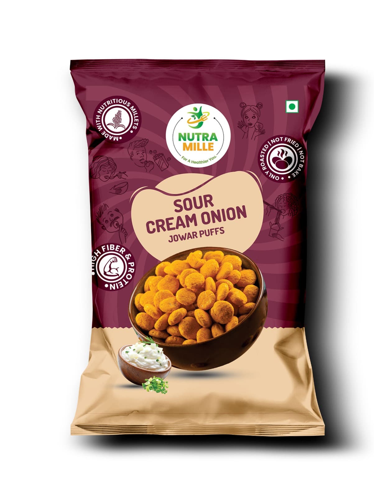 Sour Cream Onion Jowar Puffs pack